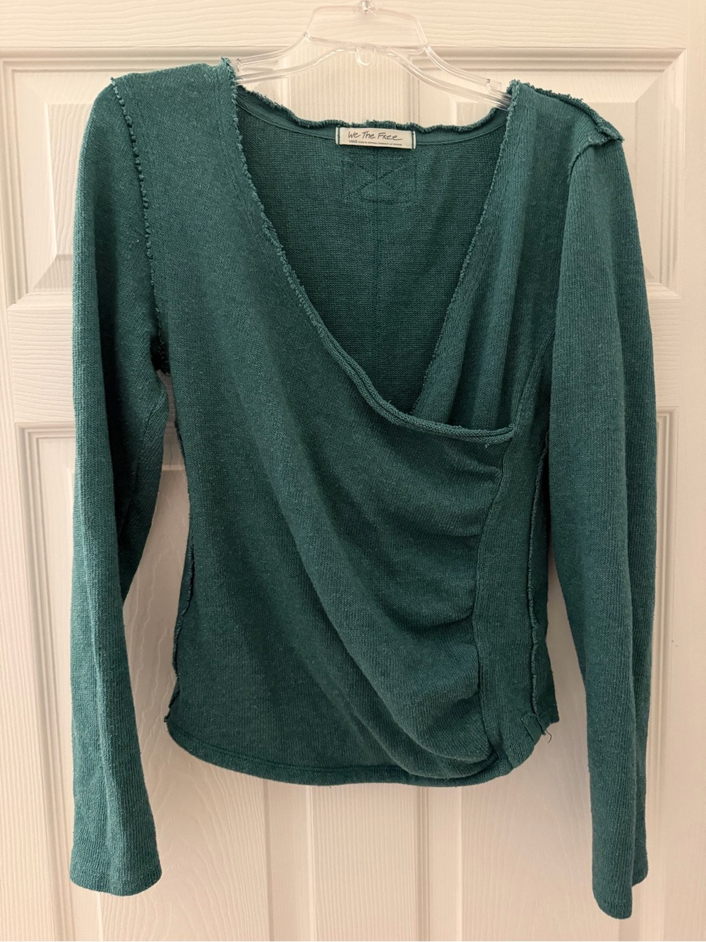 Free People Green Wrap Long-Sleeve Top